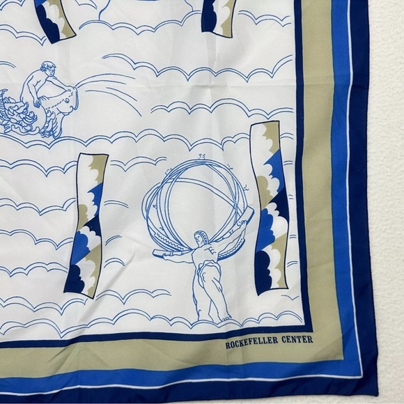 New York Rockefeller Center Square Scarf Iconic Statues Art Deco Prometheus Rare - Picture 6 of 12
